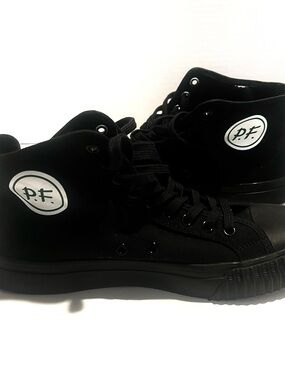 P.F. Flyers 1993 Center High-top Black Canvas Sneakers with White Logo
